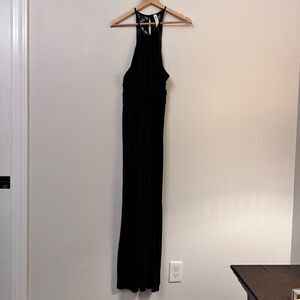 Vanilla Bay Maxi Halter Dress Sleeveless Lace Details Classic Black Large